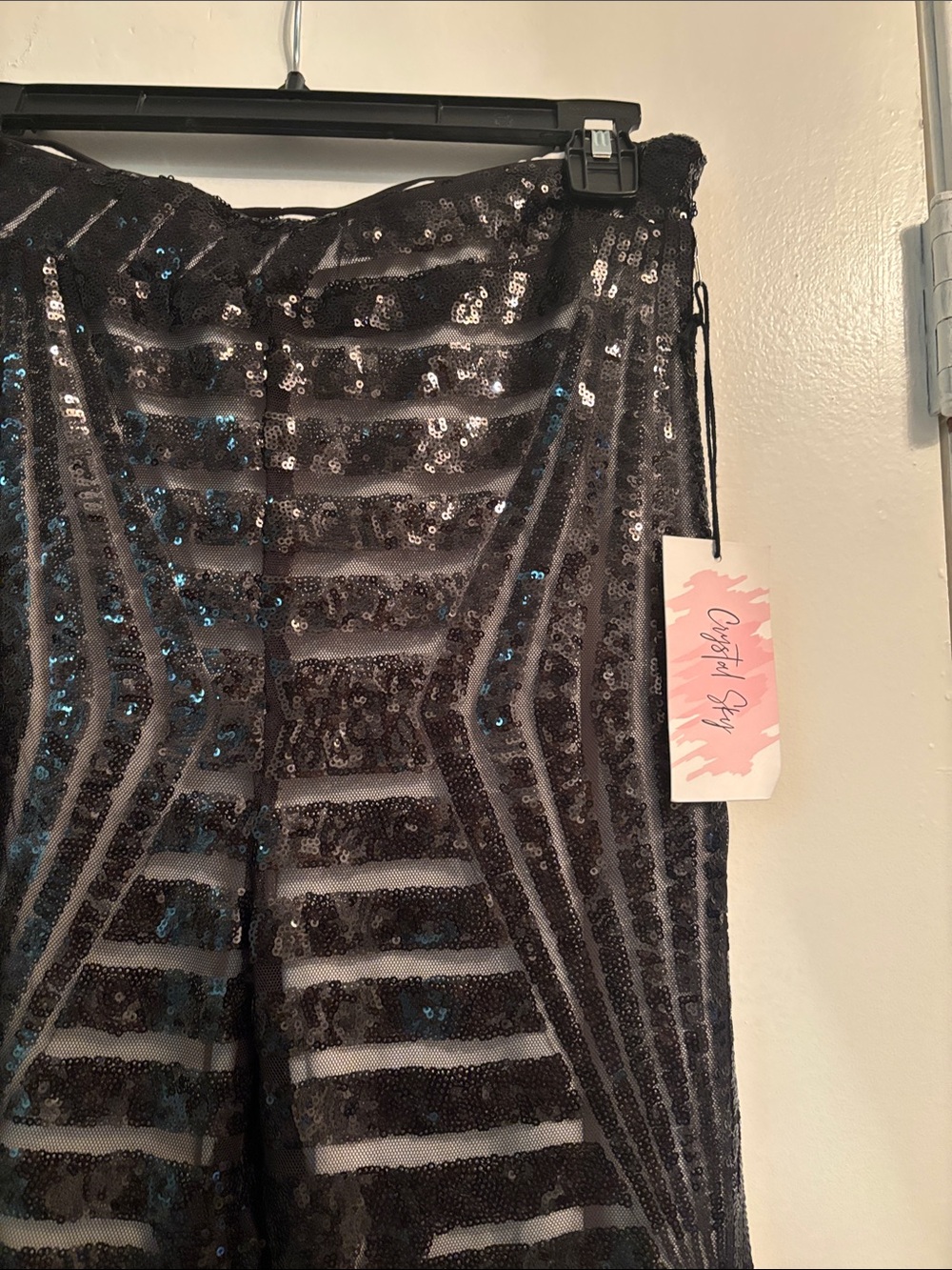 NWT Crystal Sky sequined bell bottoms. Sz M